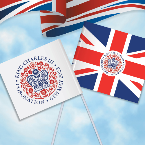 Kings Coronation Printed Handwaving Flags 